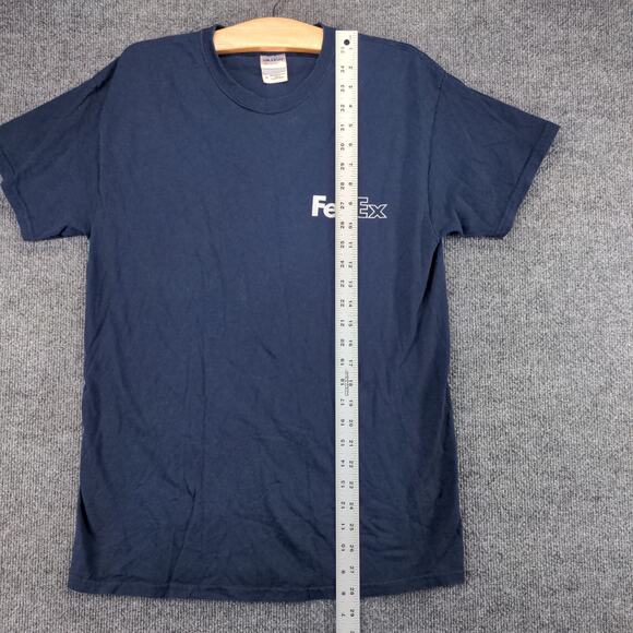 FedEx Employee T Shirt Womens Size M Blue Graphic Logo Spell Out - Picture 4 of 12